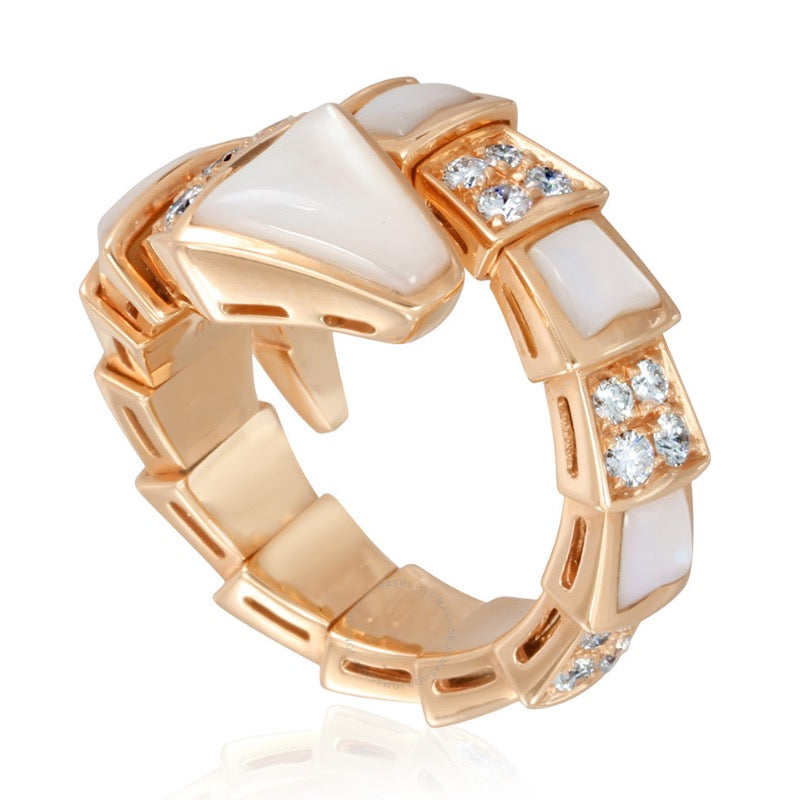 Bvlgari Serpenti Ring Pink Gold Cubic Zirconia MOP