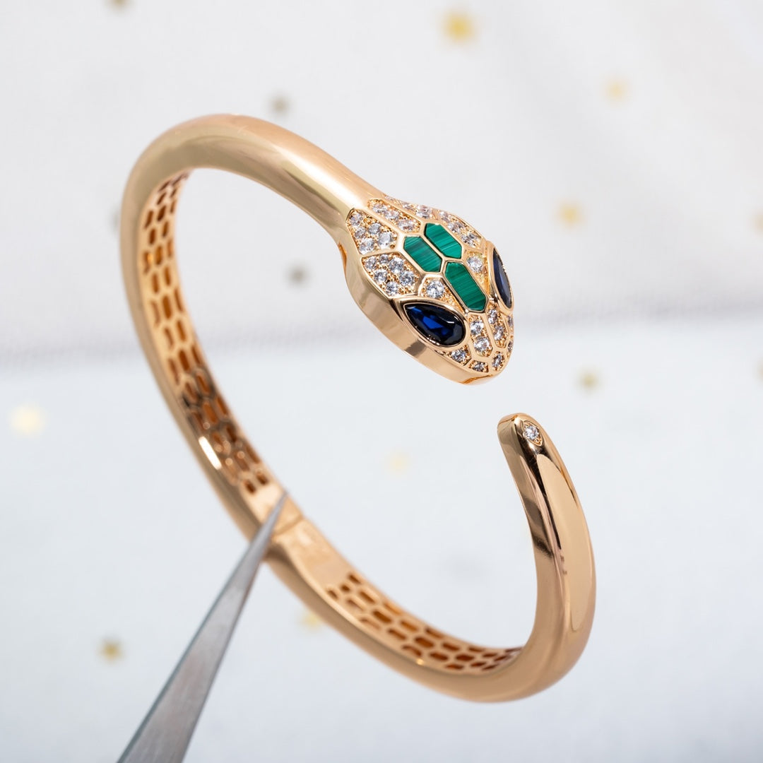 Bvlgari Serpenti Bracelet Pink Gold Cubic Zirconia Open