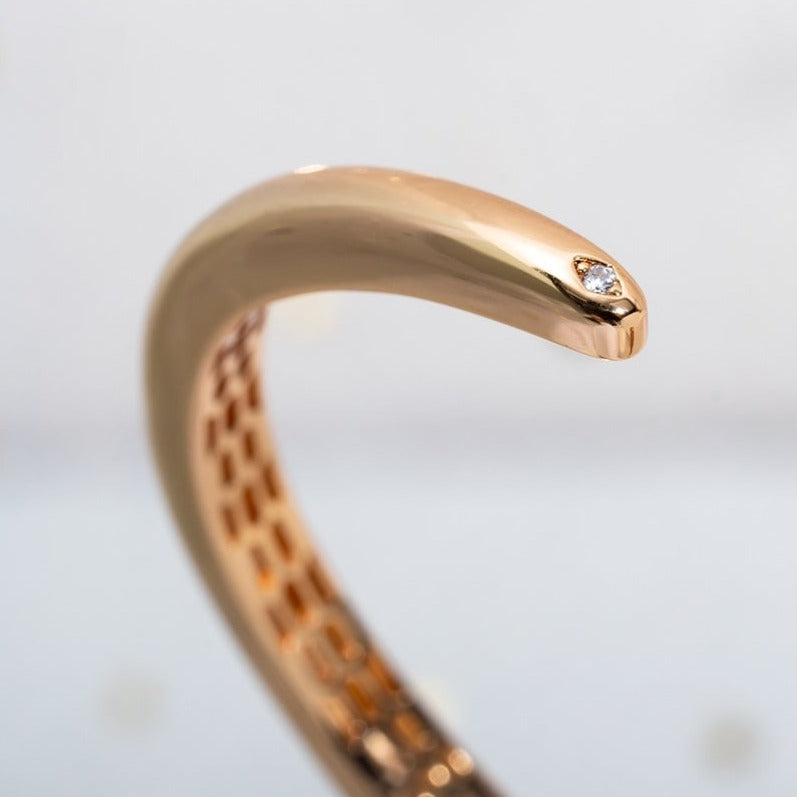 Bvlgari Serpenti Bracelet Pink Gold Cubic Zirconia Open