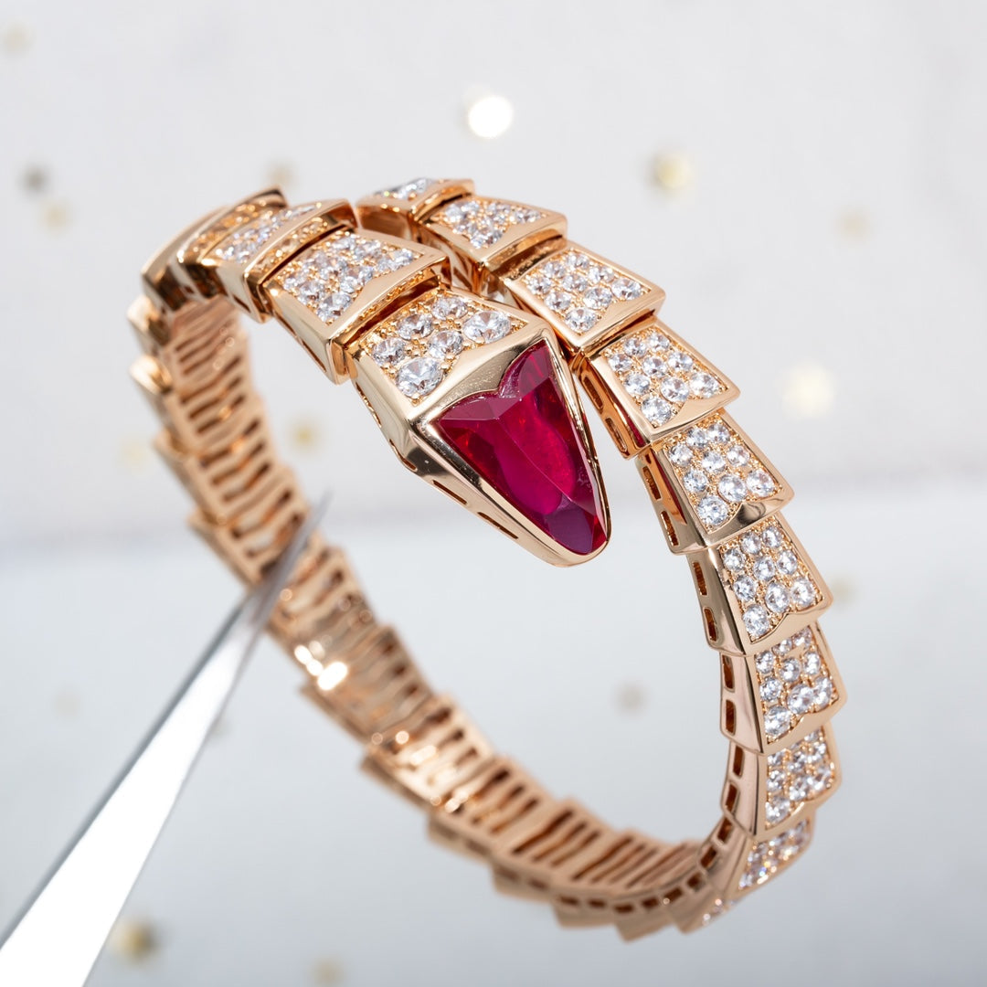 Bvlgari Serpenti Bracelet 8MM Rose Gold Cubic Zirconia