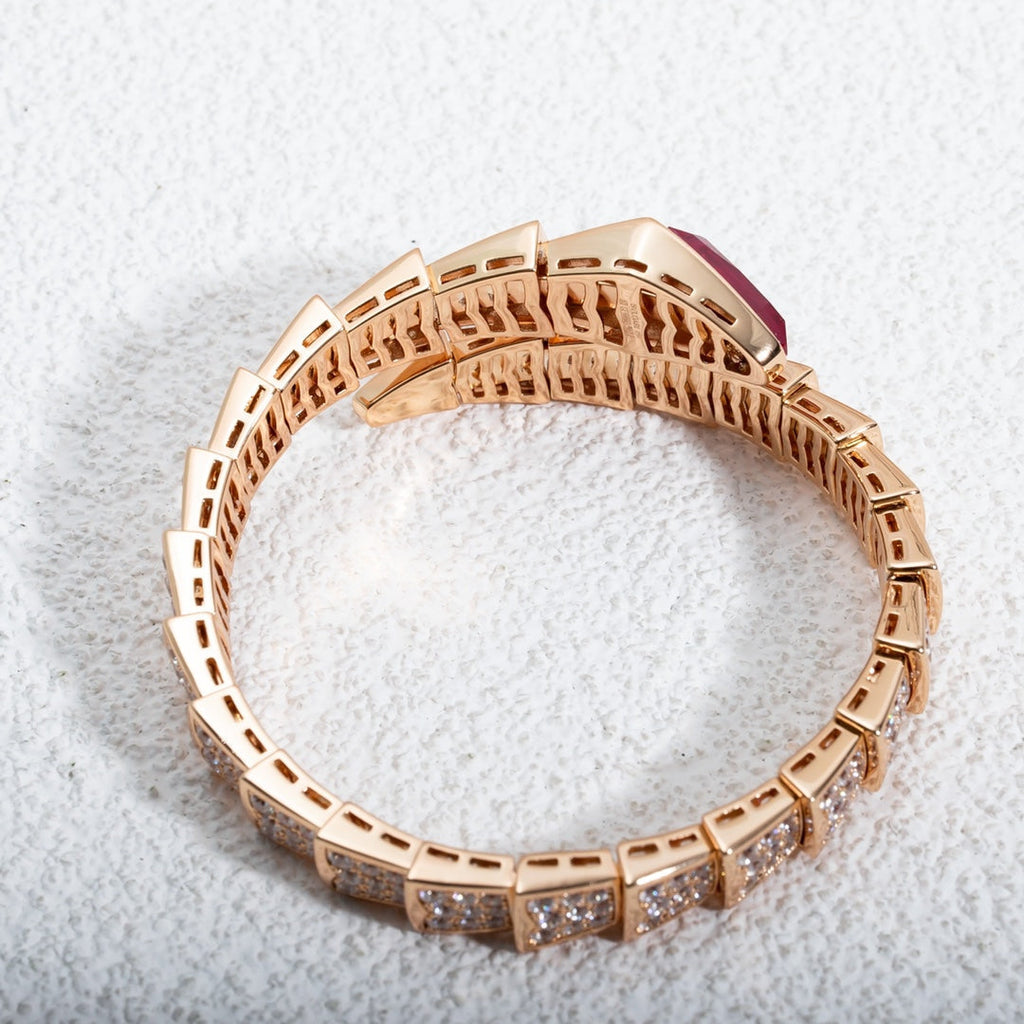 Bvlgari Serpenti Bracelet 8MM Pink Gold Cubic Zirconia - 345201