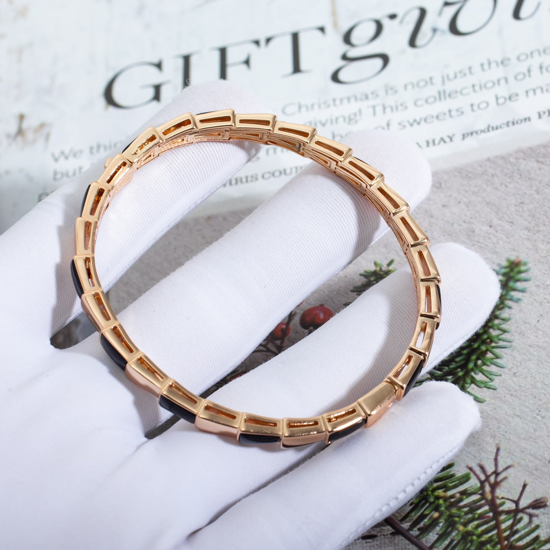 Bvlgari Serpenti Bracelet Pink Gold Onyx