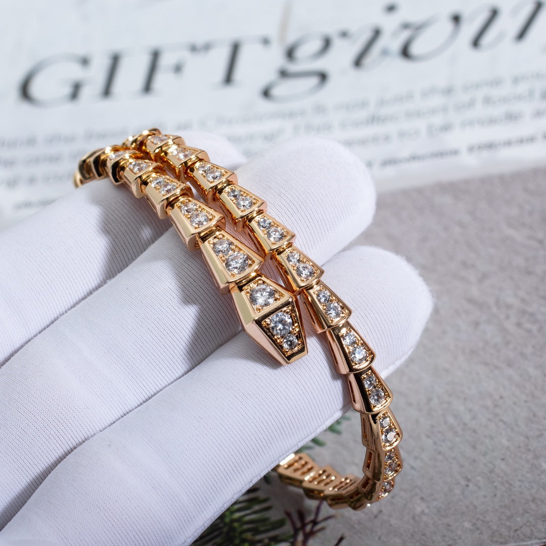 Bvlgari Serpenti Bracelet 6.8MM Pink Gold Cubic Zirconia