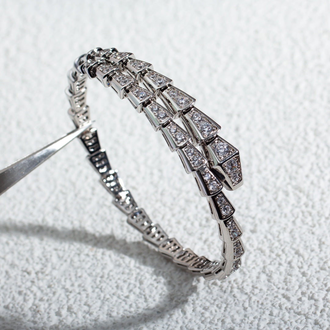 Bvlgari Serpenti Bracelet 6MM Silver Cubic Zirconia