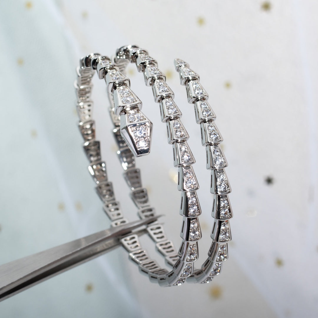 Bvlgari Serpenti Bracelet Silver Cubic Zirconia Double Row