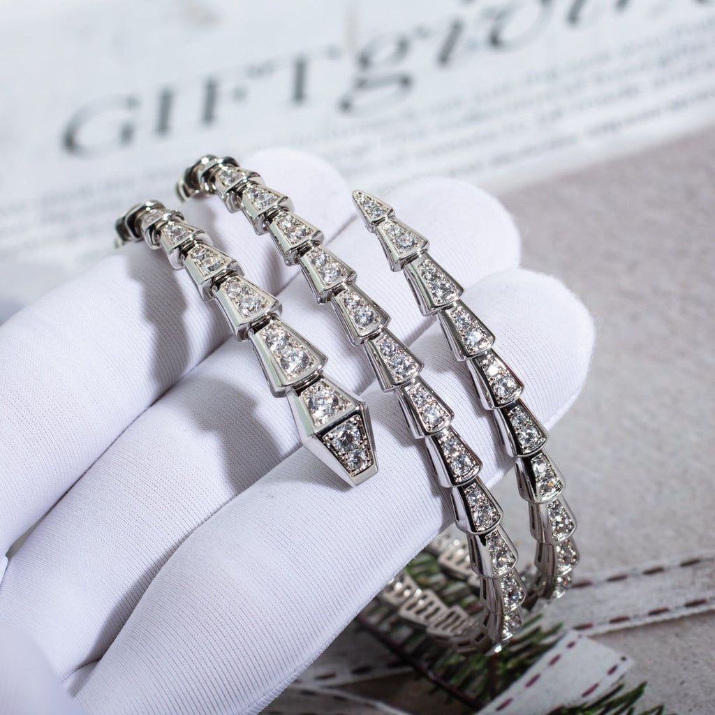 Bvlgari Serpenti Bracelet Silver Cubic Zirconia Double Row