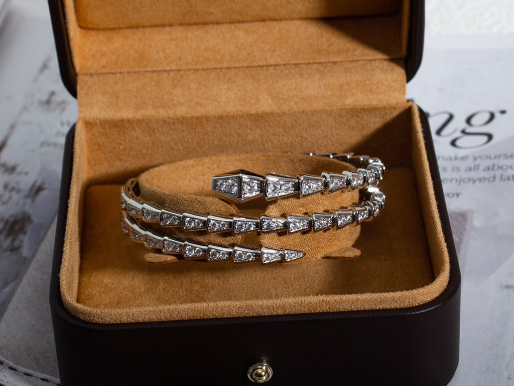 Bvlgari Serpenti Bracelet Silver Cubic Zirconia Double Row