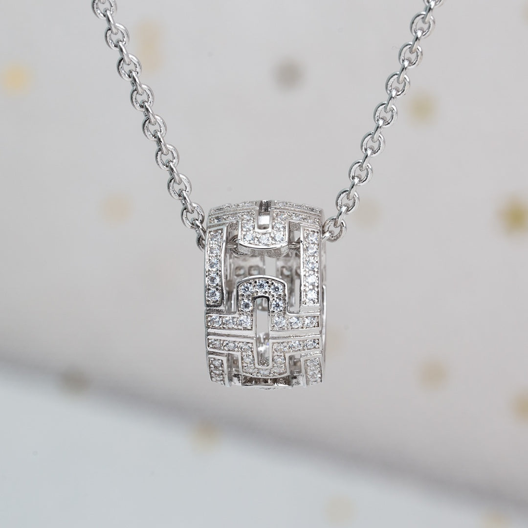 Bvlgari Parentesi Necklace Silver Diamond