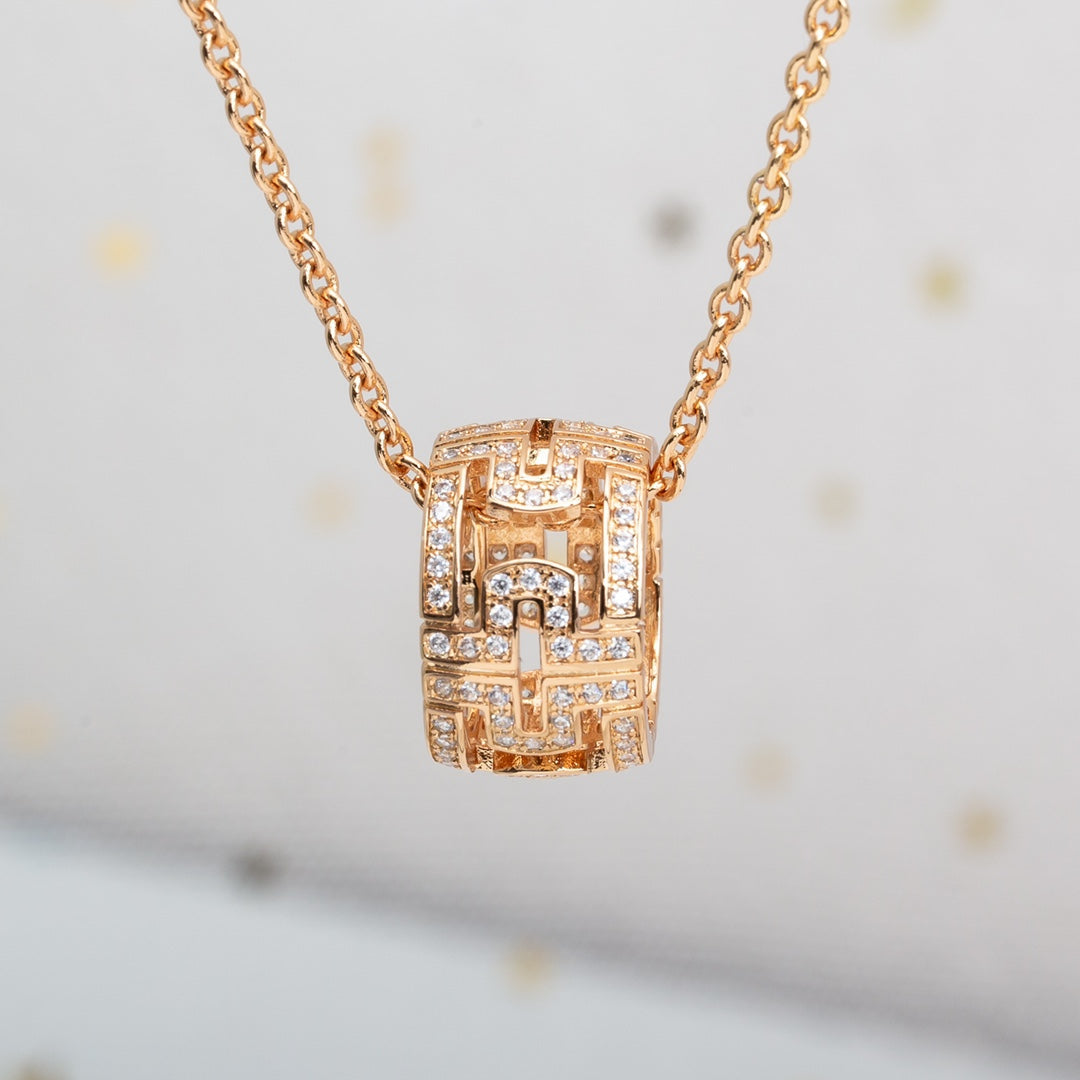 Bvlgari Parentesi Necklace Pink Gold Diamond