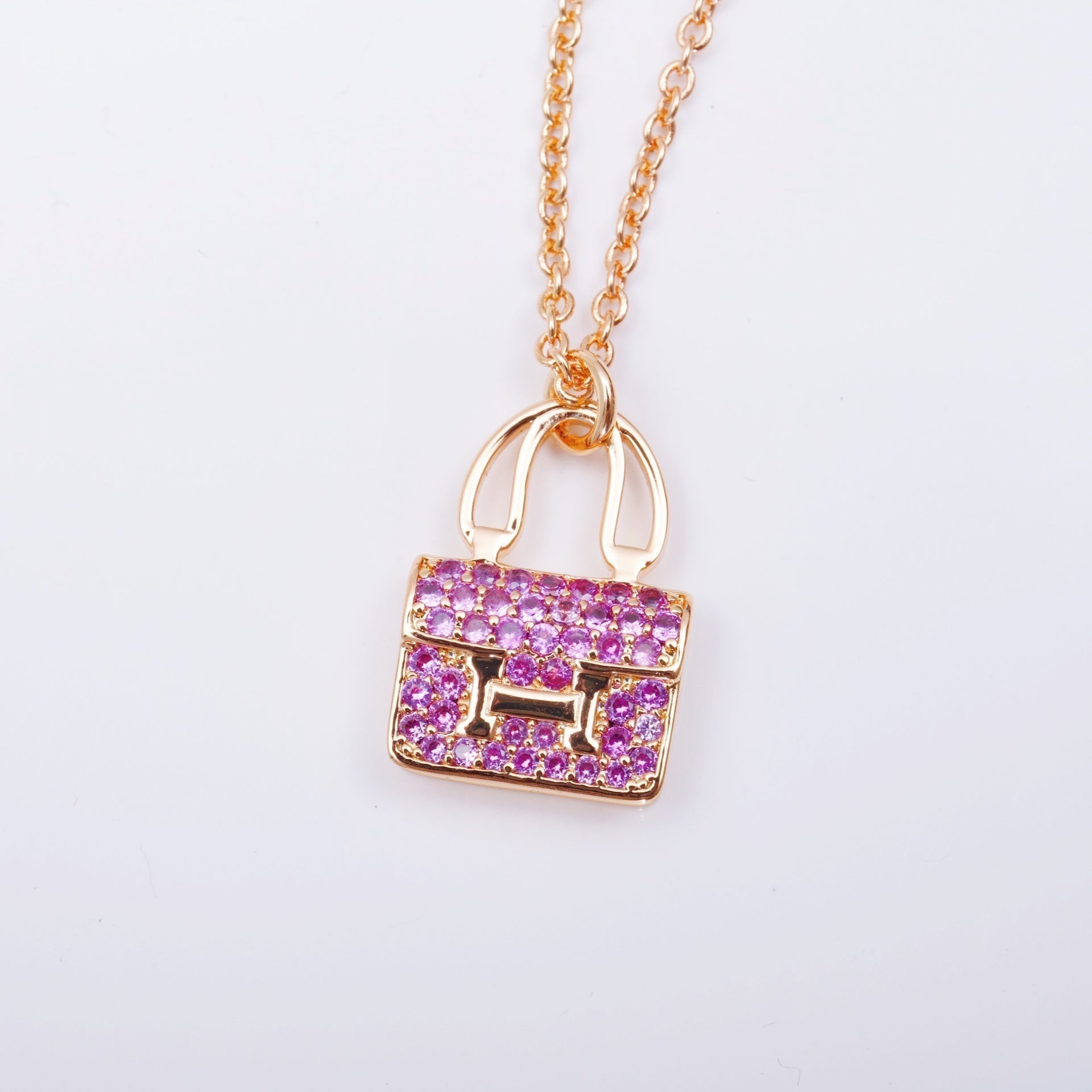 Hermes Constance Pendant Purple Cubic Zirconia Necklace
