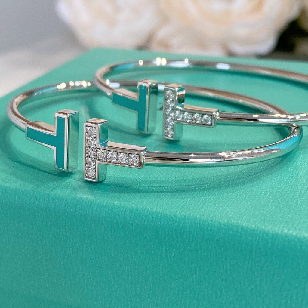 Tiffany T Bracelet 1.8MM Turquoise Diamond