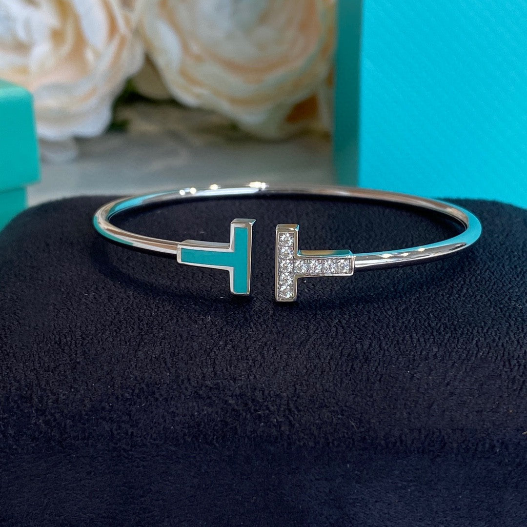 Tiffany T Bracelet 1.8MM Turquoise Diamond