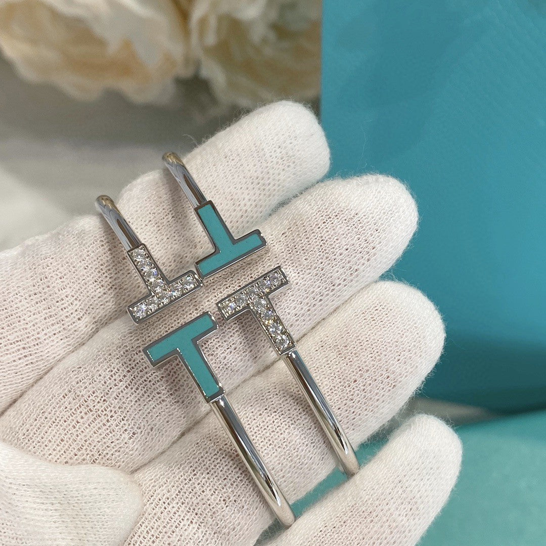 Tiffany T Bracelet 1.8MM Turquoise Diamond