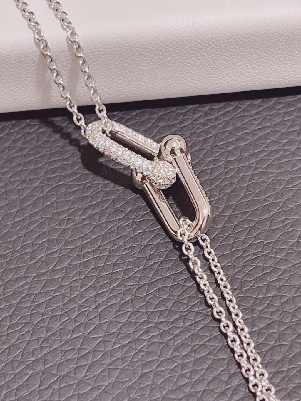 Tiffany Hardwear Double Link Pendant Silver Cubic Zirconia Necklace