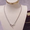 Tiffany Hardwear Double Link Pendant Silver Cubic Zirconia Necklace