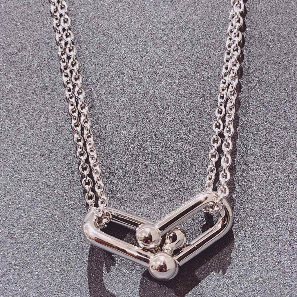 Tiffany Hardwear Double Link Pendant Silver Necklace - 68692512
