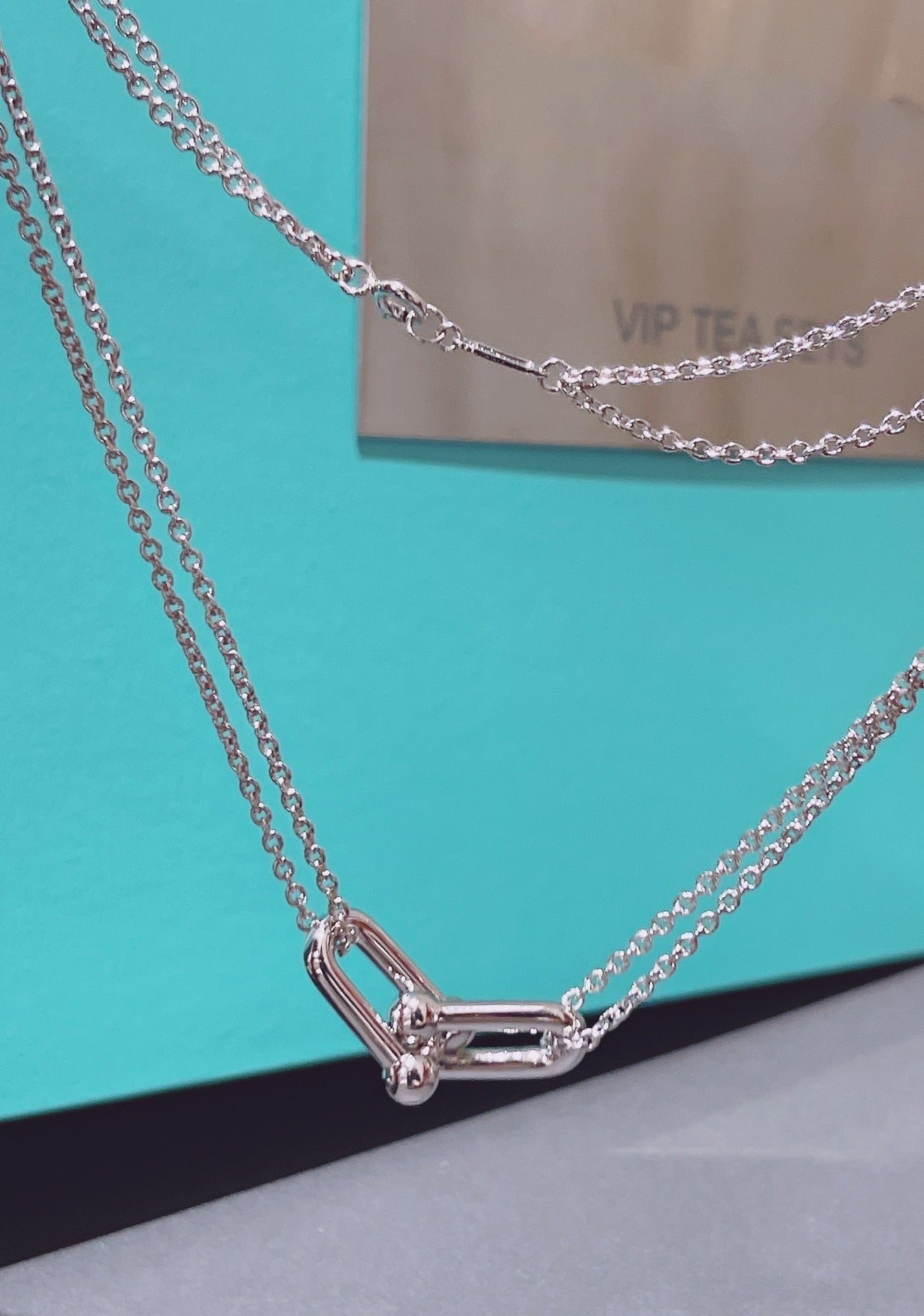 Tiffany Hardwear Double Link Pendant Silver Necklace - 68692512