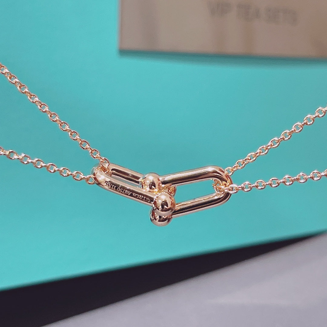 Tiffany Hardwear Double Link Pendant Pink Gold Necklace