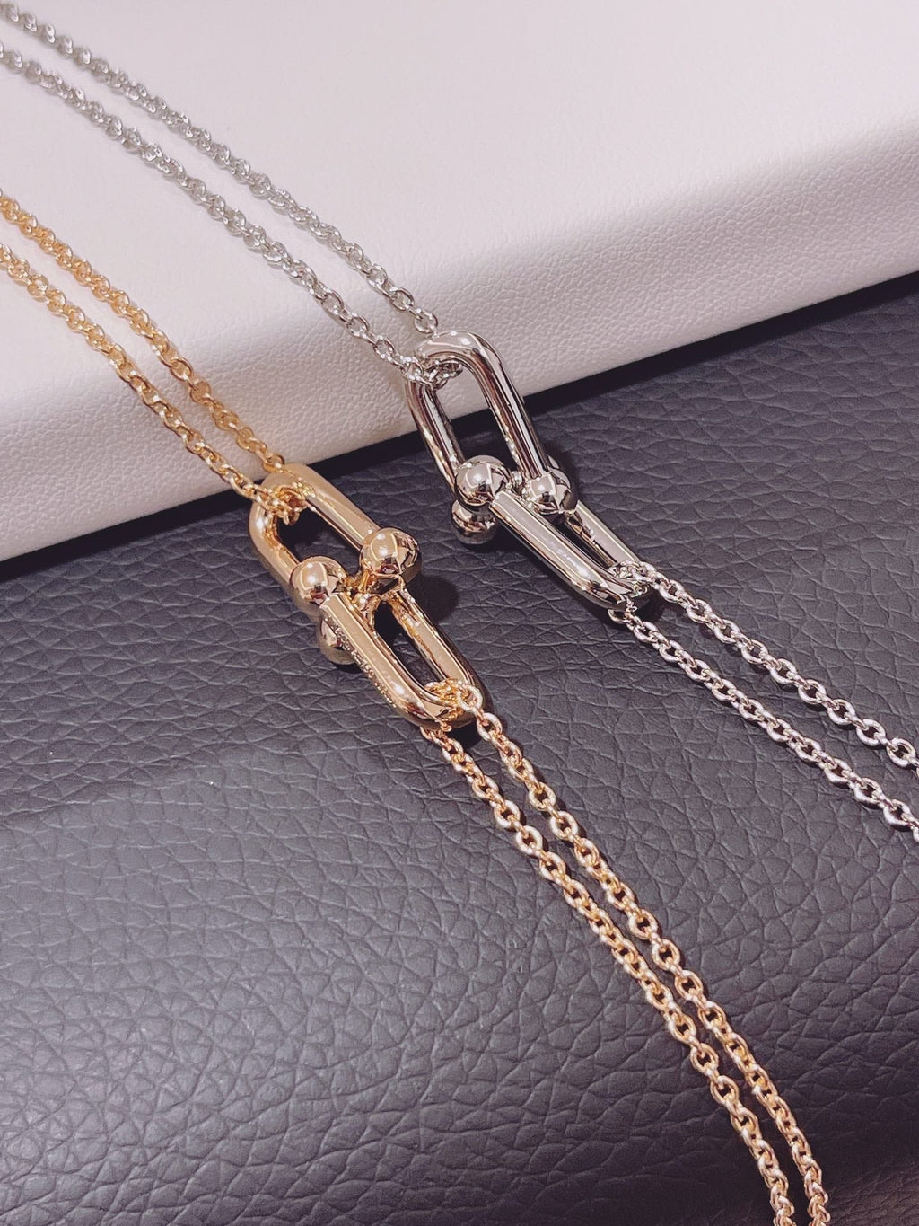 Tiffany Hardwear Double Link Pendant Pink Gold Necklace
