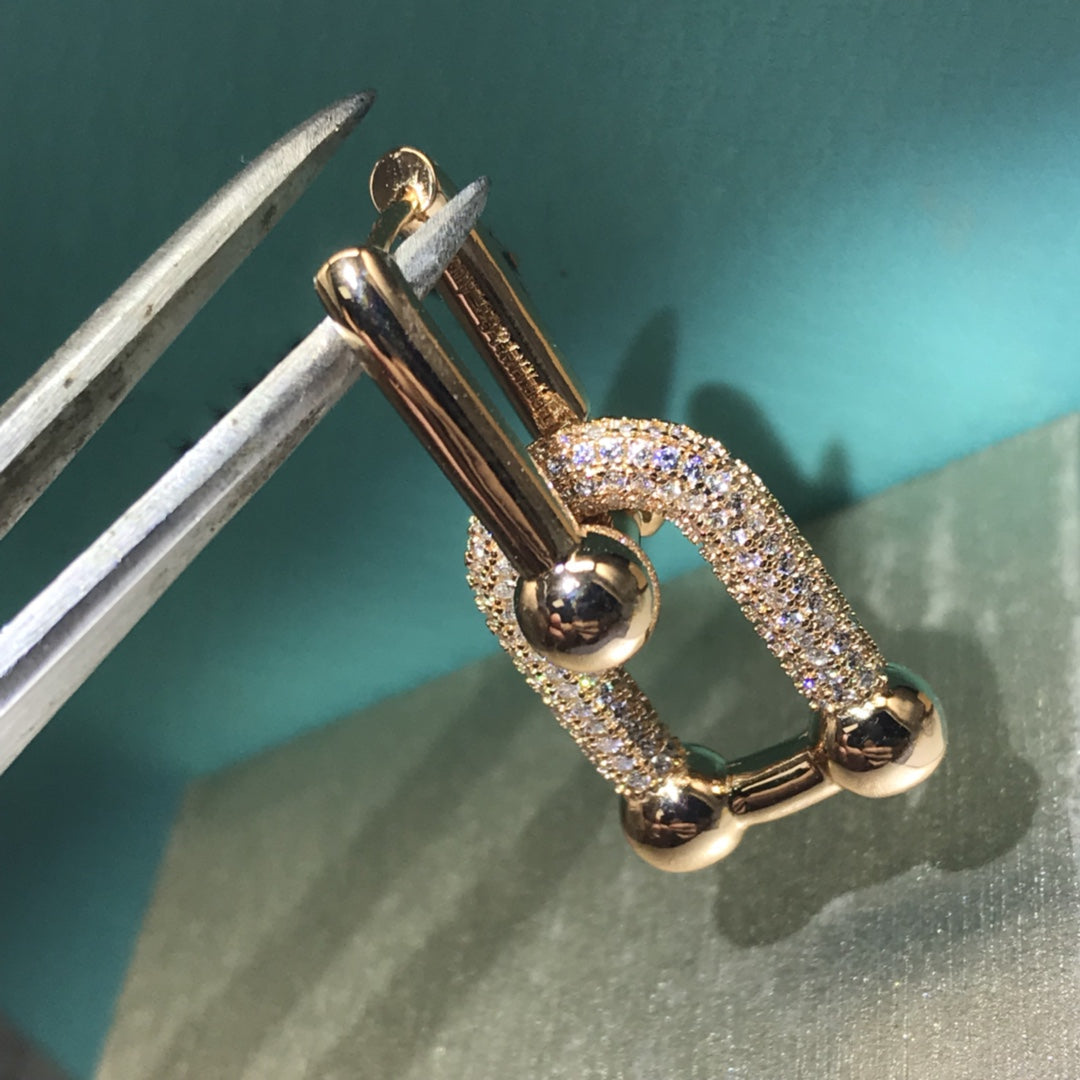 Tiffany Hardware Drop Earrings Double Link Cubic Zirconia