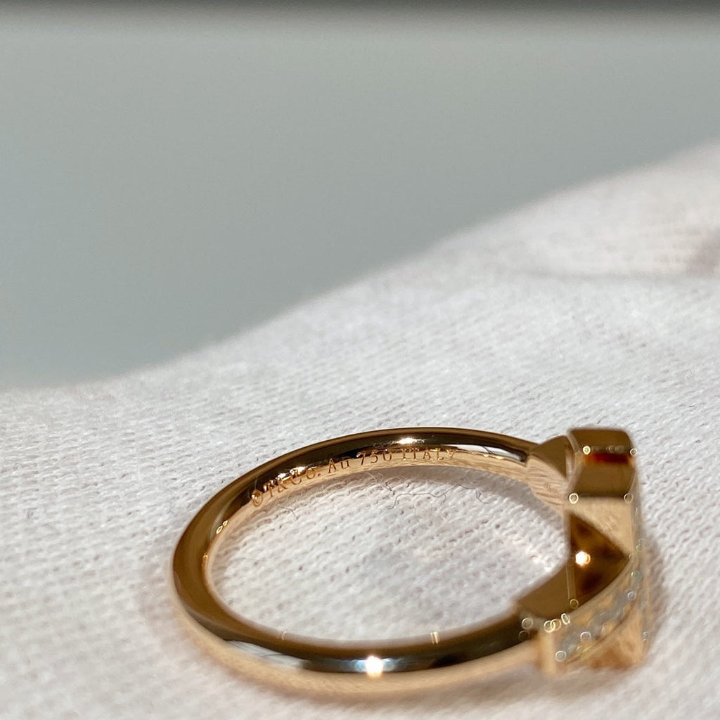 Tiffany T Wire MOP Cubic Zirconia Ring Pink Gold