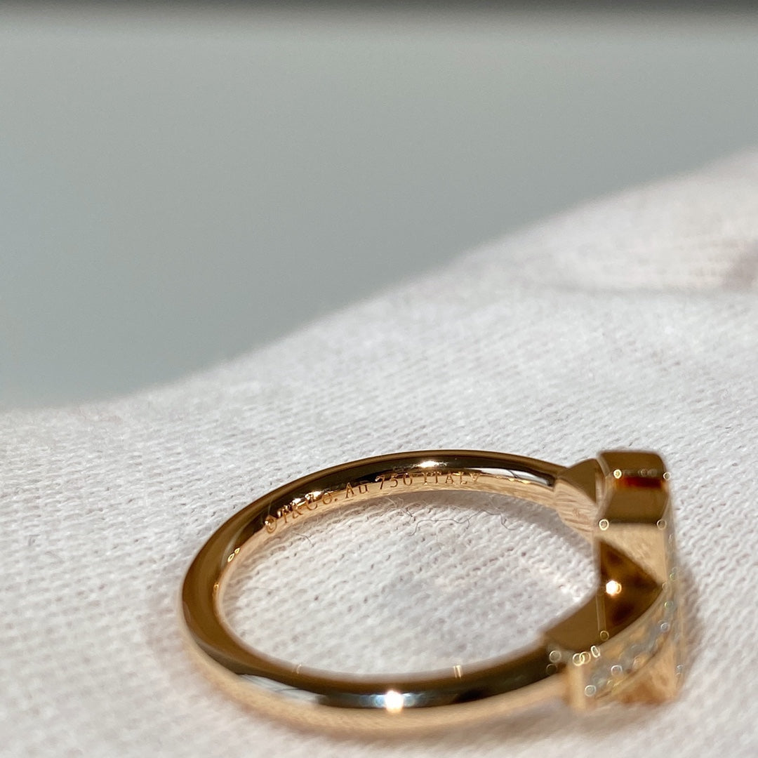 Tiffany T Wire MOP Cubic Zirconia Ring Pink Gold