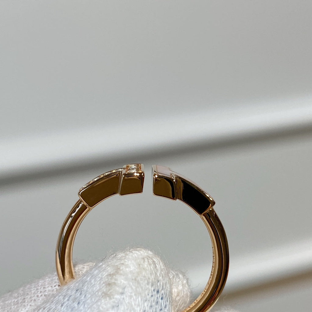 Tiffany T Wire MOP Cubic Zirconia Ring Pink Gold