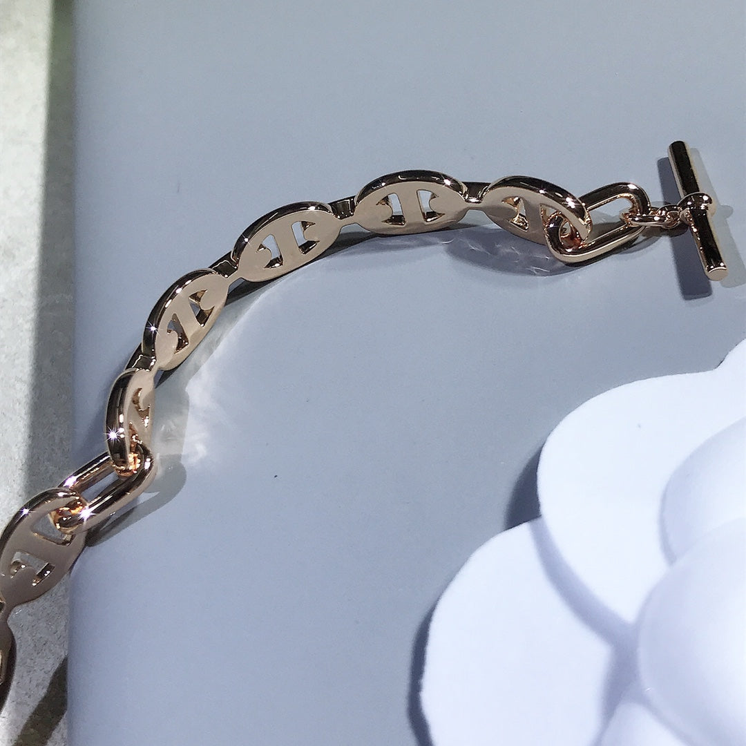 Hermes Chaine Bracelet Pink Gold
