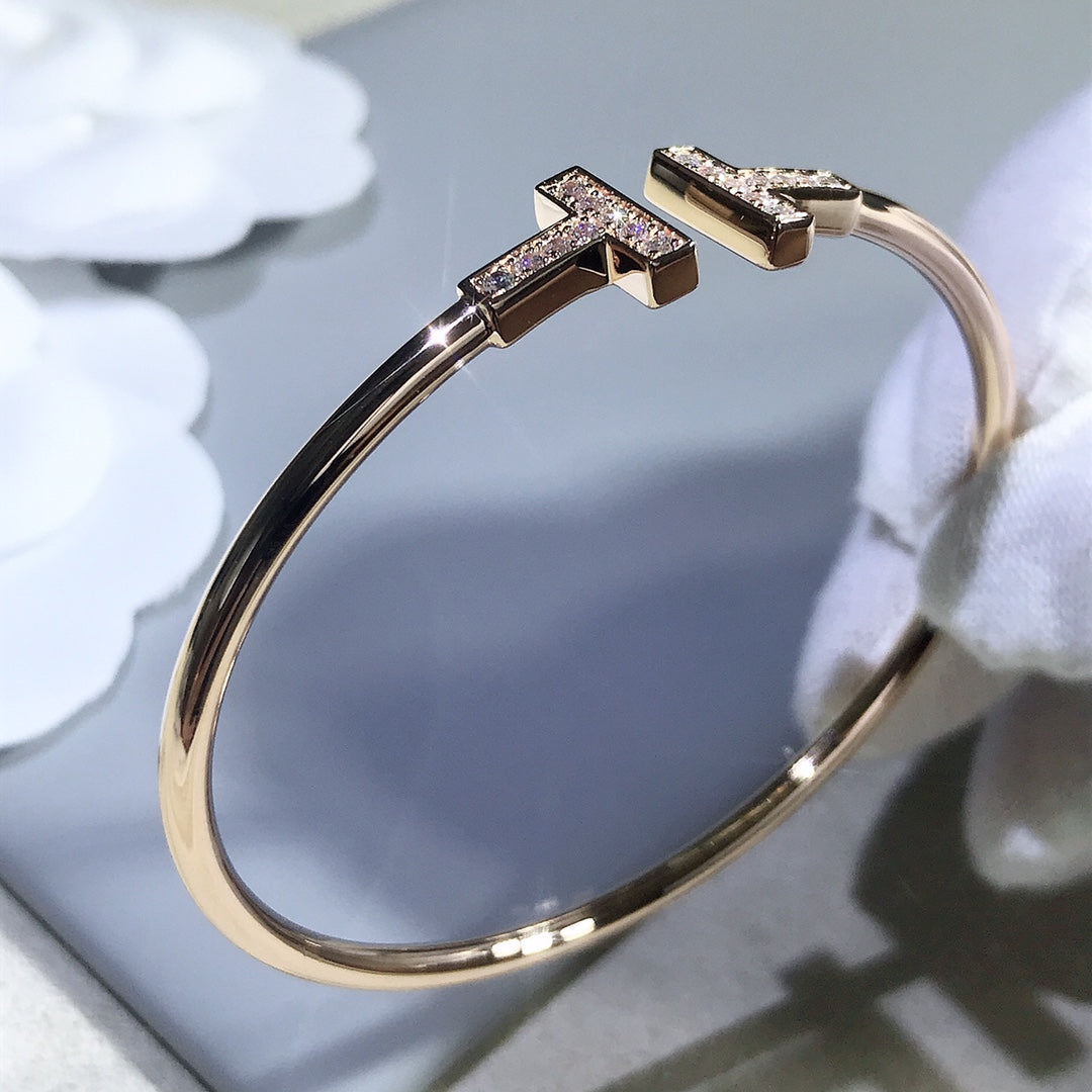 Tiffany T Bracelet Pink Gold 1.8MM Cubic Zirconia