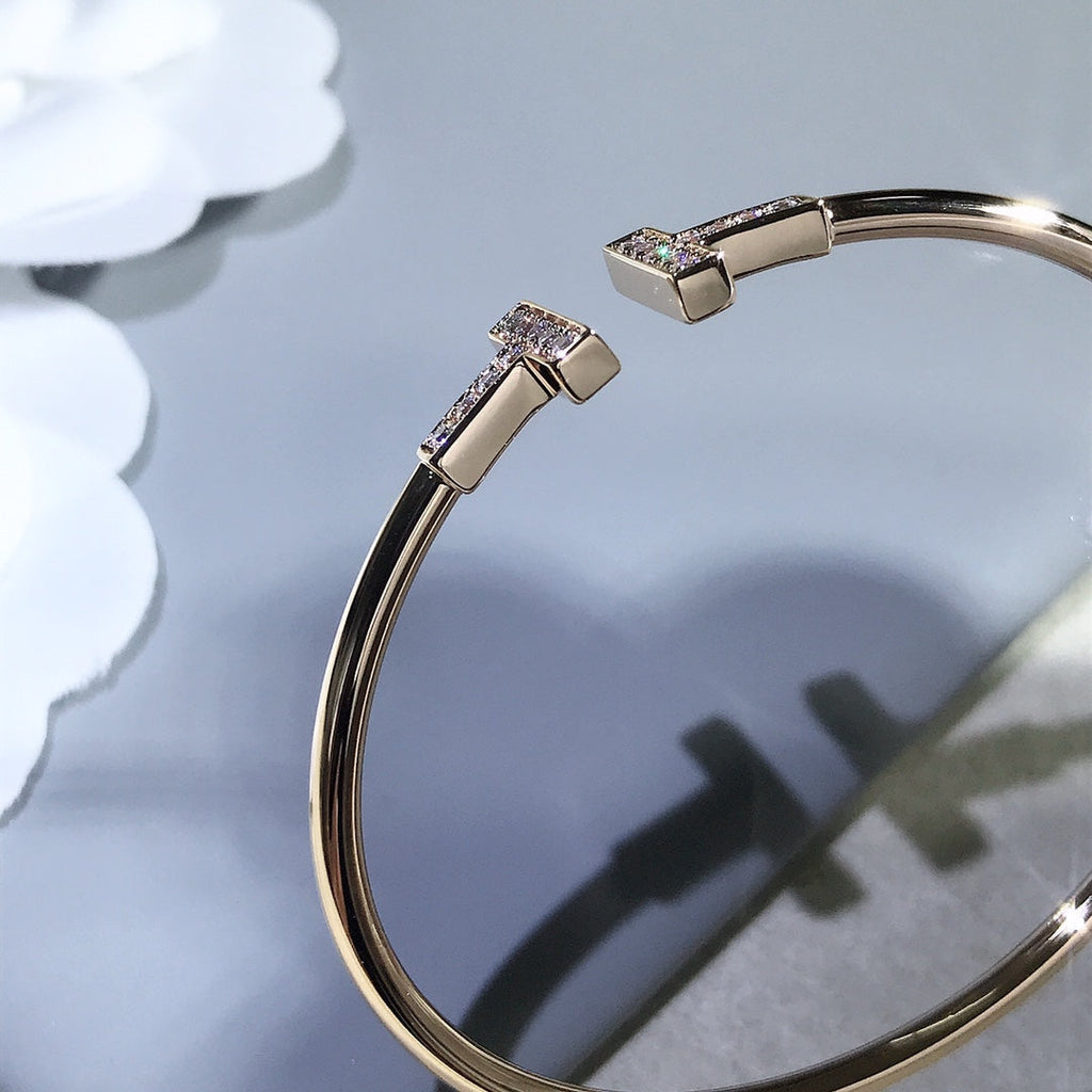 Tiffany T Bracelet Pink Gold 1.8MM Cubic Zirconia