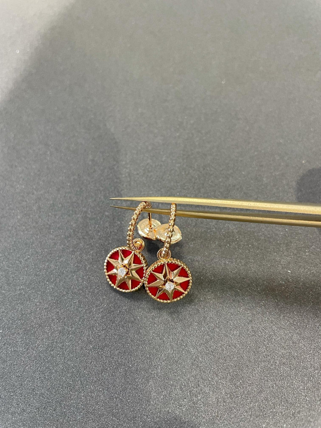 Dior Lucky Star Pink Gold Carnelian Earrings - 8923