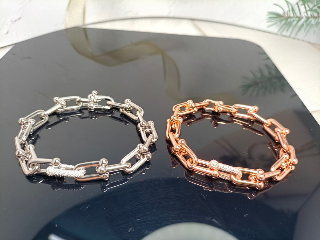 Tiffany Hardwear Bracelet Pink Gold and Silver Cubic Zirconia