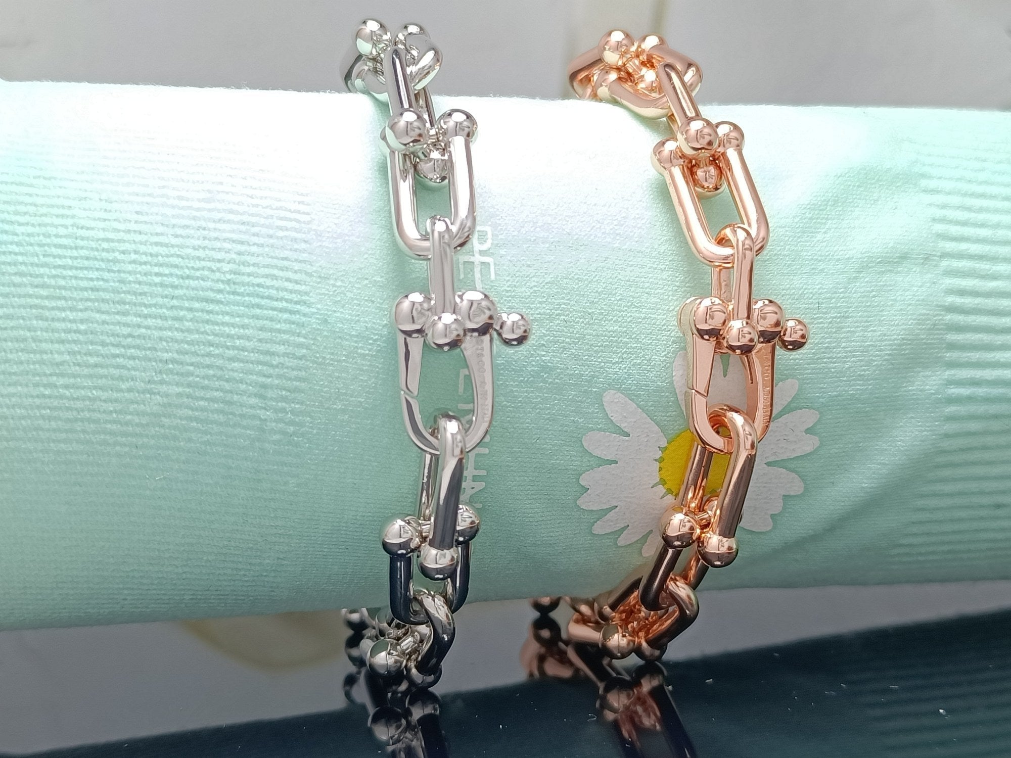 Tiffany Hardwear Bracelet Pink Gold and Silver Cubic Zirconia