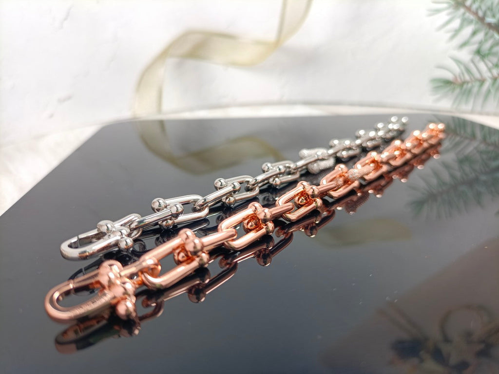 Tiffany Hardwear Bracelet Pink Gold and Silver Cubic Zirconia