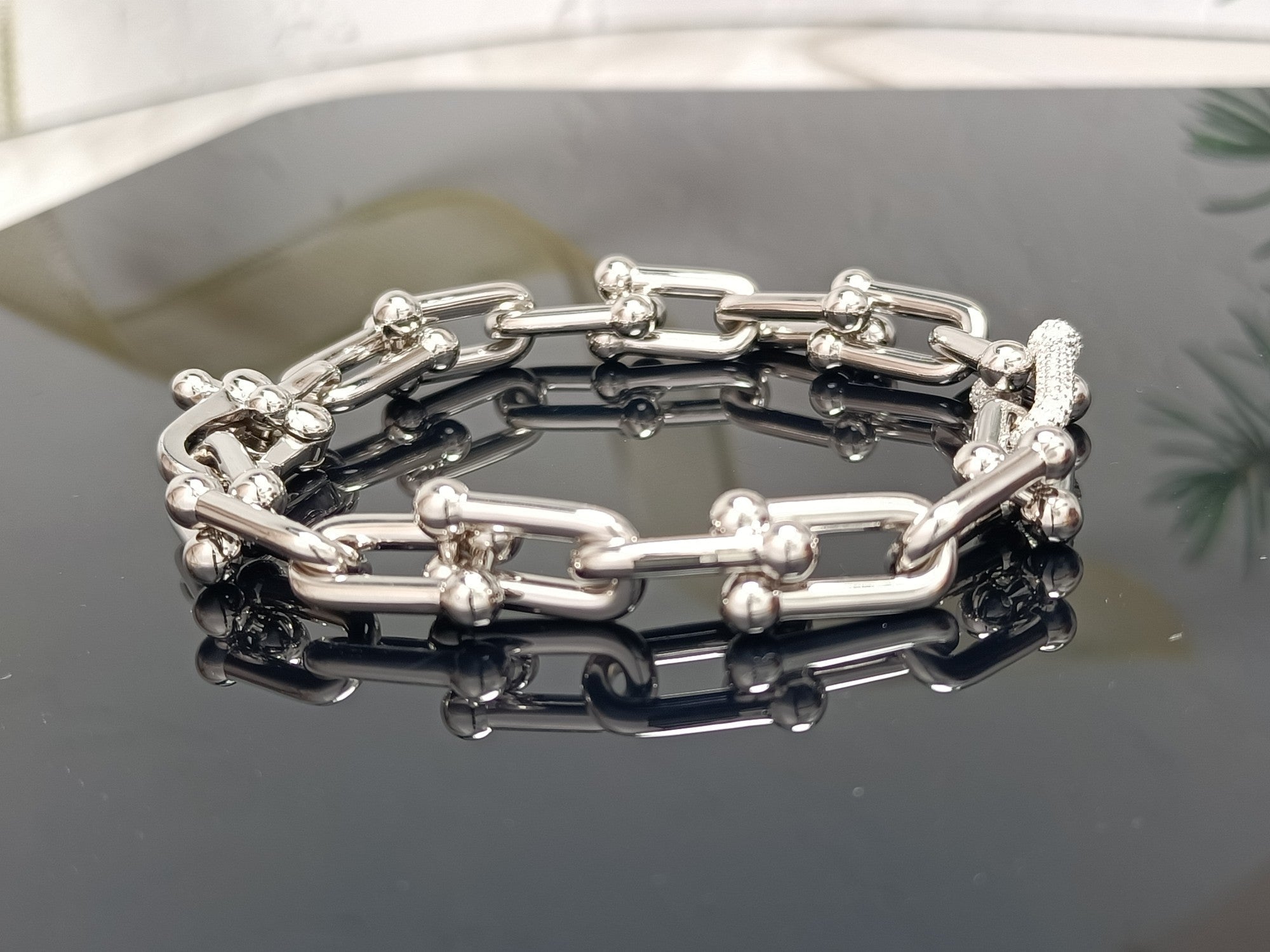 Tiffany Hardwear Bracelet Pink Gold and Silver Cubic Zirconia
