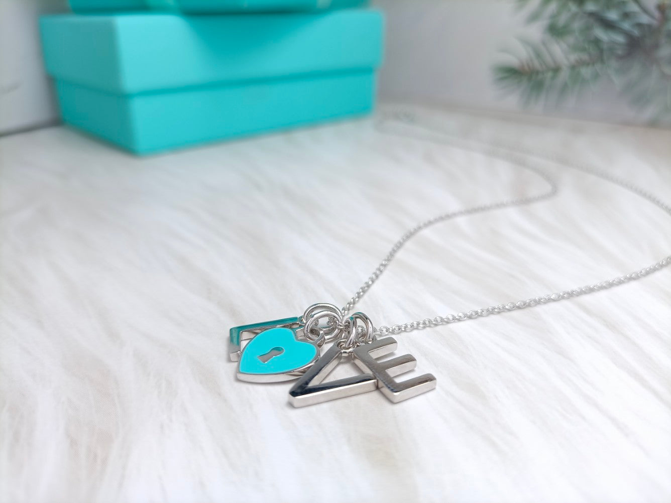 Tiffany Love Text Pendant Necklace