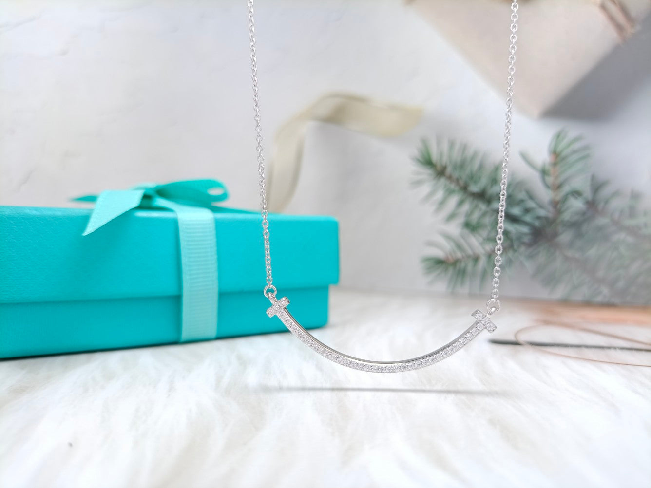 Tiffany Big Smile Pendant Cubic Zirconia Necklace