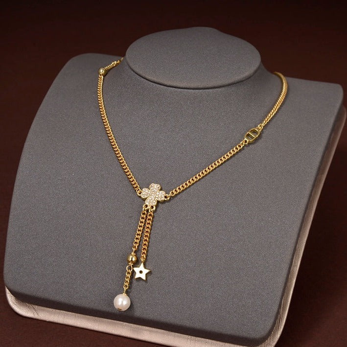 Dior Star and Ball Gold Cubic Zirconia Necklace