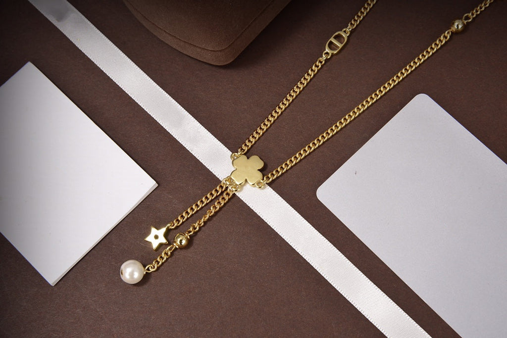Dior Star and Ball Gold Cubic Zirconia Necklace