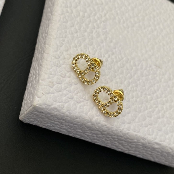 Dior CD Drop Earrings Gold Cubic Zirconia