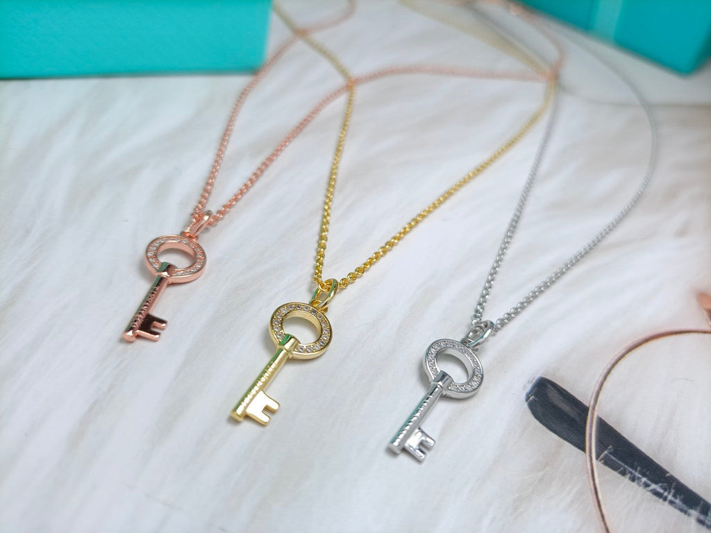 Tiffany Mini Key Necklace Diamond