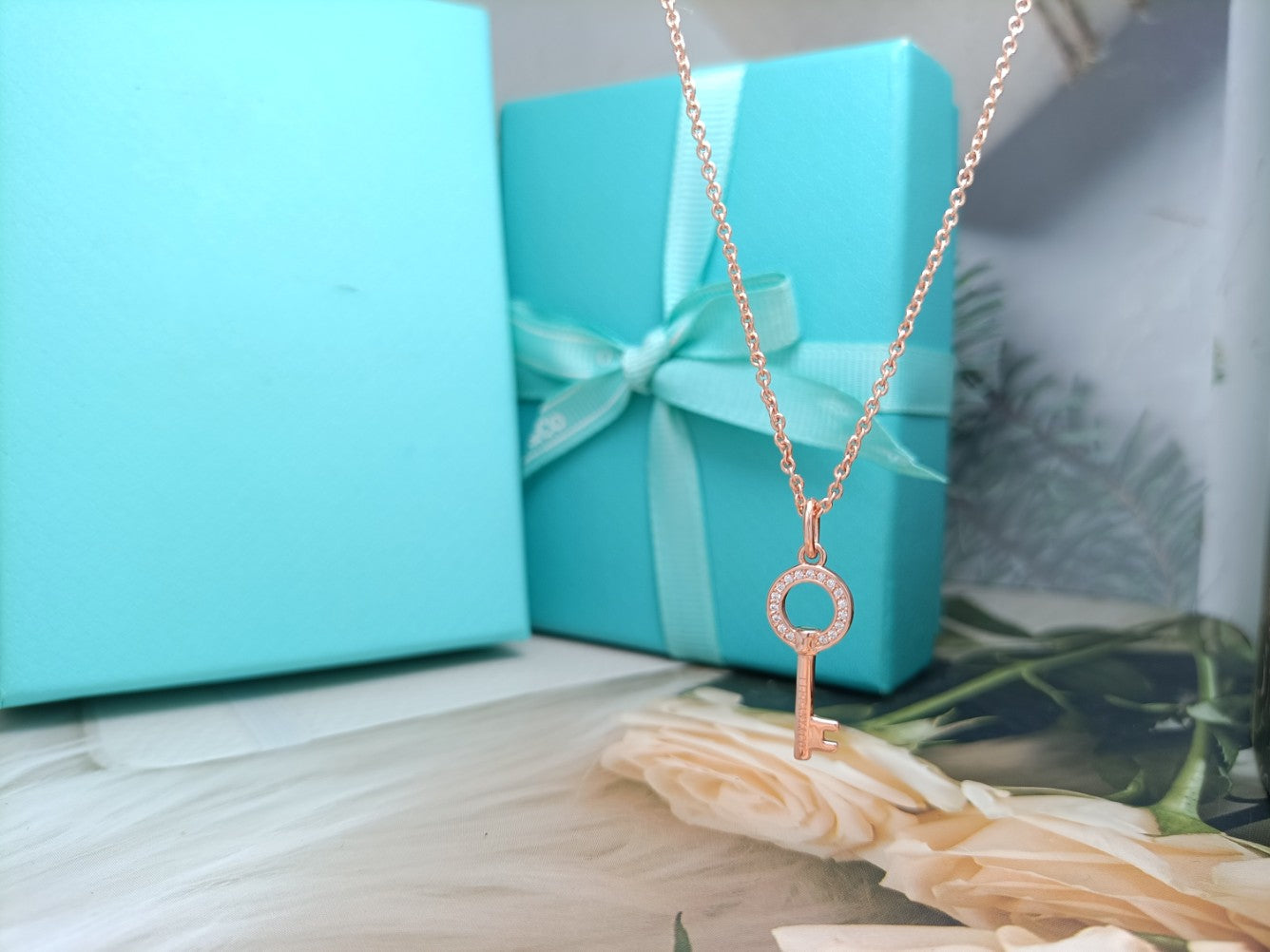 Tiffany Mini Key Necklace Diamond