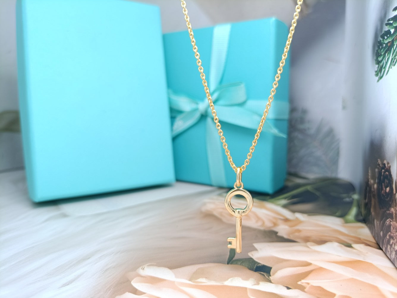 Tiffany Mini Key Necklace Diamond