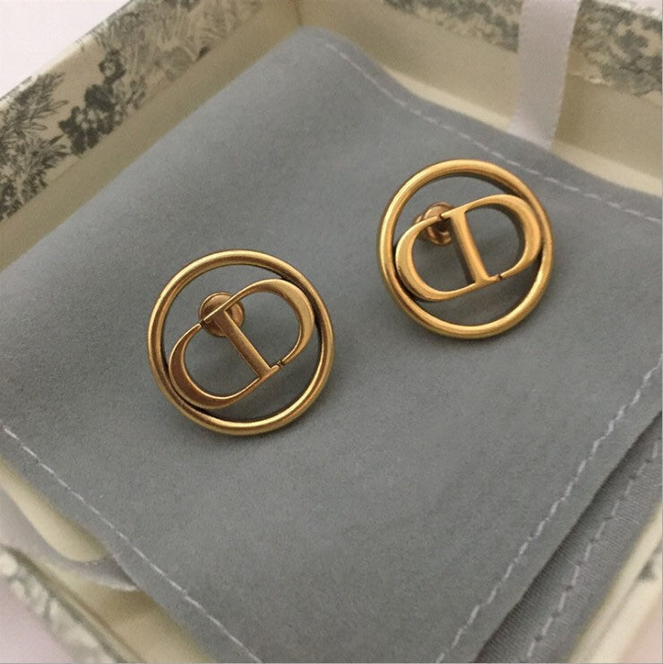 Dior CD Earrings Antique Gold