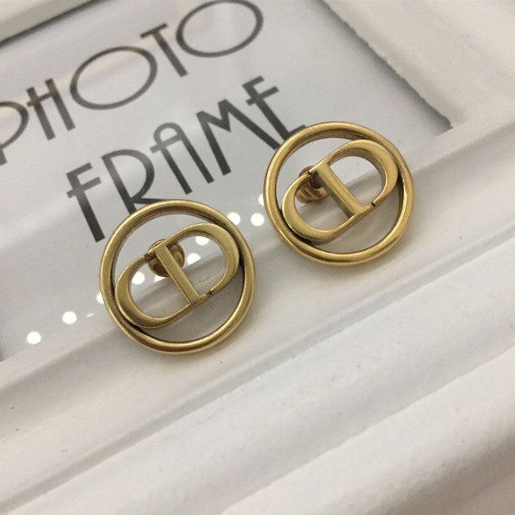 Dior CD Earrings Antique Gold