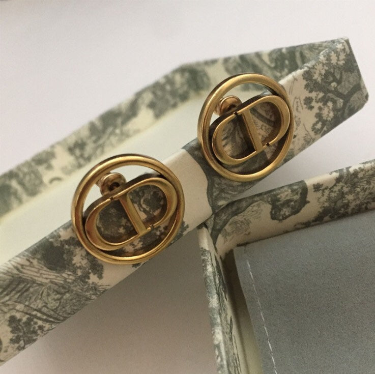 Dior CD Earrings Antique Gold