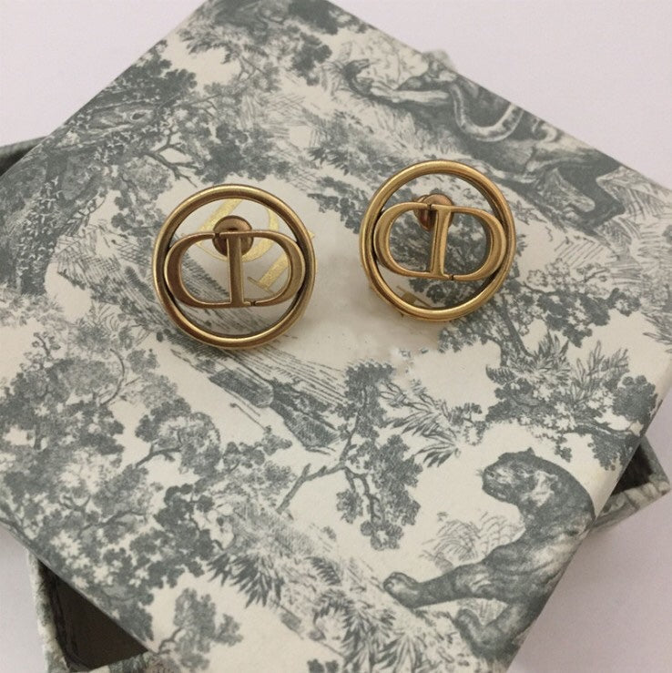 Dior CD Earrings Antique Gold