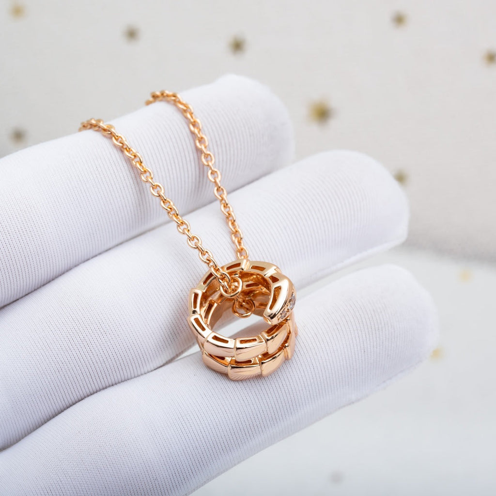 Bvlgari Serpenti Pink Gold Necklace Cubic Zirconia
