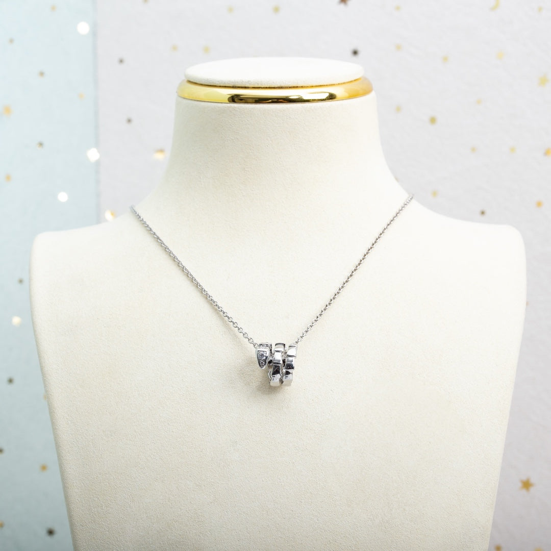 Bvlgari Serpenti Silver Necklace Cubic Zirconia
