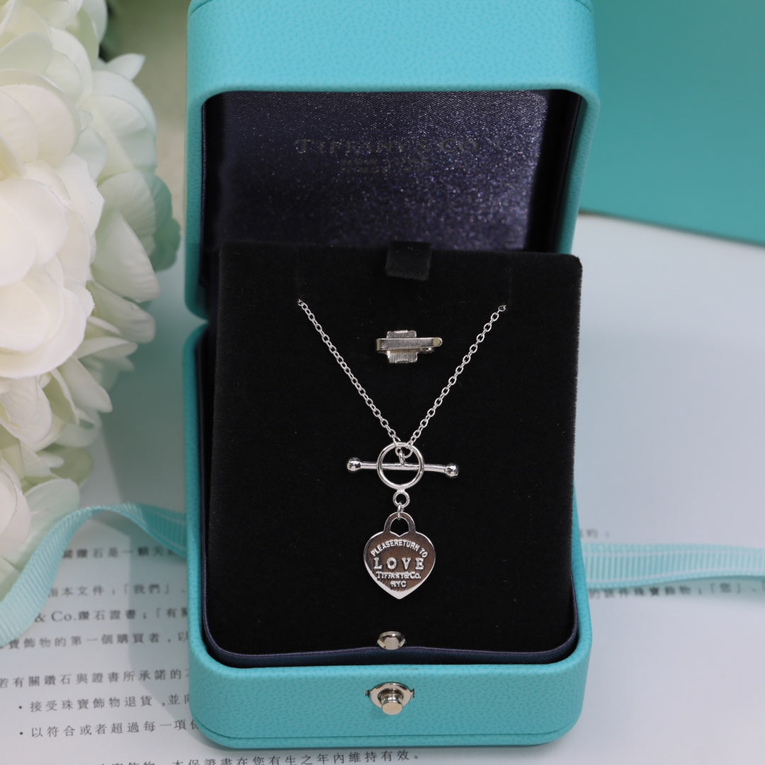 Tiffany Double Heart Blue Necklace